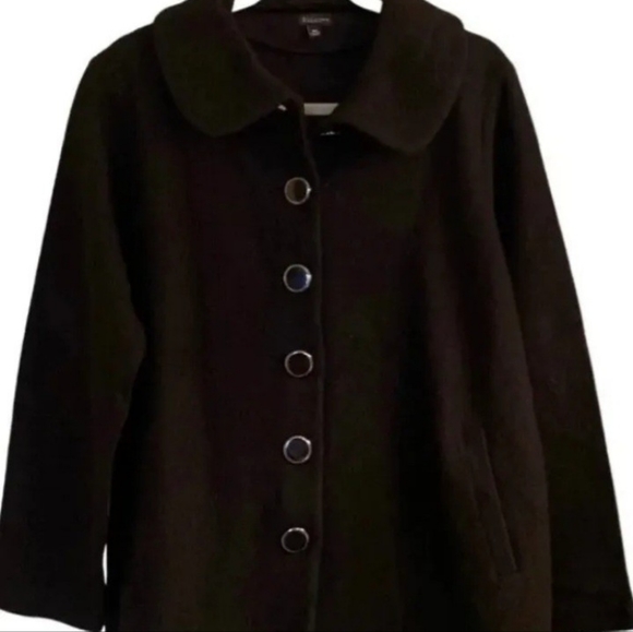 Talbots black textured wool blend cape coat - Picture 1 of 3